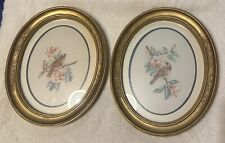 Set of 2 Vintage Homco Home Interiors Oval Gold Framed Bird Prints picture