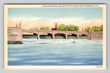 Springfield IL-Illinois, Lake Springfield, Spaulding Dam Vintage Postcard picture