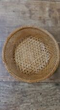 Vintage Boho Woven Rattan Basket Round Bread Fruit Vegetable Church Offering 9