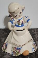 2 Vintage DeLee Art  California Pottery Dancing Dutch Girl Planter Figurine 7” picture