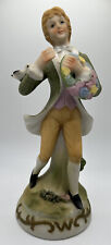 Vintage FBIA Bisque Porcelain Victorian Man with Flowers Bird Green Hand Painted picture