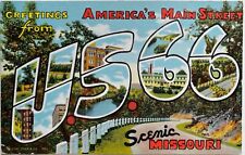Joplin Missouri Highway Route 66 Large Letter Greetings Vintage Postcard c1940 picture