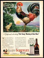 1944 SCHENLEY Reserve Whiskey Whisky Old Englsh Game Rooster AD picture