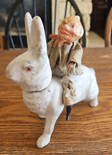 Early 1900's Antique Foxy Grandpa Doll Sitting on Easter Rabbit Candy Container picture