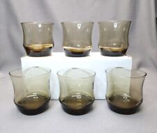 Vintage Libbey Apollo Tawny Brown Lowball Juice Glass Tumblers Set of 6 Glasses picture