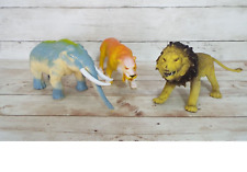 Lot of 3 Vintage Rubber Toy Animal Figures Imperial 1989 Mammoth Saber Tooth picture