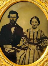 1/6th Ambrotype Of Good Looking Couple Holding Hands,Wearing Beautiful Dress picture