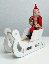 Vintage Santa with Sleigh Figurine - Clay Face - Made in USA picture