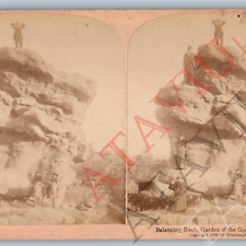 1898 Colorado Springs CO Balancing Rock Garden of Gods Real Photo Stereoview V43 picture