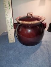 Vintage Brown Hull Cookie Jar with drip script Oven Proof USA ceramic 7” picture