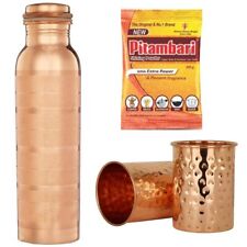 Copper Silver touch Water Bottle 950ml & 2 copper glass Hammered Health benefit picture