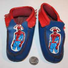 VTG  1977 Spider-man Toddlers Moccasin Slippers Shoes 6