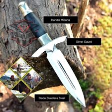 HANDCRAFTED D2 STEEL HUNTING DAGGER BOWIE KNIFE WITH MICARTA HANDLE & SHEATH picture