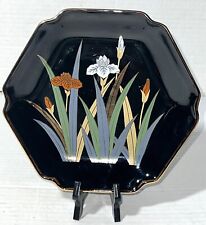 VTG Otigiri Black Iris Floral Flower Hexagon 7.5