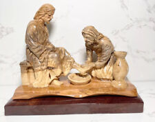 Jesus Washing The Feet Of His Disciples Olive Wood Artist Figure Bethlehem Craft picture