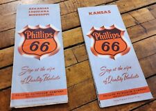 Two 1958 Vintage Phillips 66 Road Maps Kansas and Arkansas-Louisiana-Mississippi picture