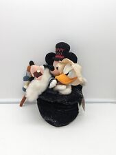 Disney Happy New Year 2000 Y2K Bean Bag Plush Hat Set Donald Goofy Mickey 10” picture