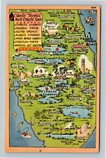 FL-Florida, Map Florida's Most Colorful Spots, Vintage Postcard picture