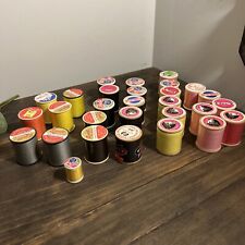Lot Of 29 Unopened Spools Of Thread- Vintage- Wooden/plastic picture