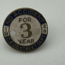 1928 Vtg Commonwealth Edison Street Employee Service Lapel Pin 3 Years Safe N4  picture