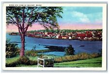 1936 Birds Eye View Belfast Lake Trees Houses Maine ME Vintage Antique Postcard picture