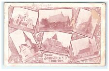 1907 Some Jamestown ND Churches ND North Dakota Postcard - Damaged picture