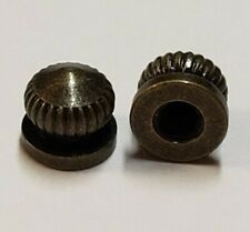 SET OF 2 ANTIQUE BRASS KNURLED ACORN NUTS TAP 8/32F HEIGHT 5/16