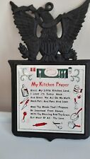 Vintage Cast Iron Eagle Topper of Tile Kitchen Trivet My Kitchen Prayer  picture