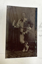 Victorian CLOWN Or Jester Tintype Photo 1800s Circus Performer Unusual Costume picture