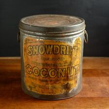 Snowdrift Coconut 25lb Can Steel Tin Metal Handles Antique Franklin Baker Co USA picture
