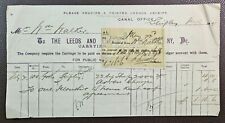 1893 Large Leeds & Liverpool Canal Co., Shipley Canal Office Invoice to Walker picture