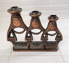 Russian Doll Matryoshka Candle Holder 3-Candle Candelabra Cast Metal Copper 7.5