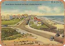 Metal Sign - New Jersey Postcard - Ocean Avenue, boardwalk and beach at Bradley picture