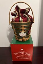 LONGABERGER 2007 TREE TRIMMING PEPPERMINT STRIPE BASKET liner protector EUC picture