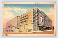 Postcard Missouri Kansas City MO Municipal Auditorium 1940s Unposted Linen picture