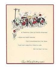 Vtg Christmas Card 1920's HORRIFIC TRAFFIC JAM picture