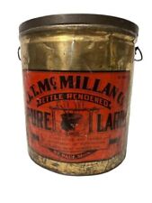 Antique Rare 47 Pound Tin J.T McMillan Co. Kettle Rendered Pure Lard St. Paul Mn picture