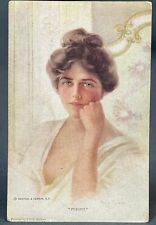 Artist Philip Boileau | Pensive…| Watercolor Pastel Women | Portrait | 1907 picture