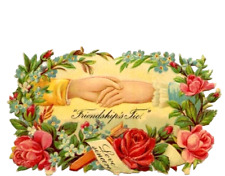 Antique Valentine Card Victorian Die Cut Scrap Hands Friendship Tie Love Sincere picture