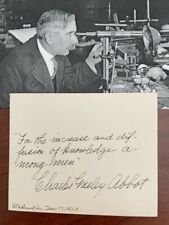 CHARLES GREELEY ABBOT SIGNED QUOTE, ASTROPHYSICIST, SMITHSONIAN, SOLAR ENERGY picture
