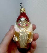 Vintage Inge Glass Clown with Accordion Ornament West Germany Red  musician picture