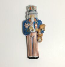 1984 Hallmark Uncle Sam Old Fashion Pressed Tin Christmas Ornament Patriotic Vtg picture