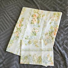Vintage DOUBLE FLAT & PILLOWCASE Floral Montgomery Ward Sheet picture