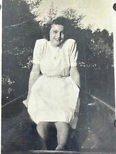 Q5 Photograph Cute Pretty Lovely Woman White Dress Close Up POV 1940-50's picture
