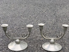 C1940 Serge Nekrassoff Hand Hammered Arts & Crafts Pewter Candle Holders. Signed picture