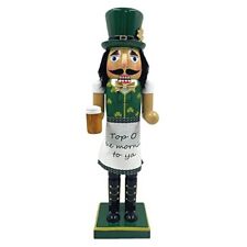 Santa's Workshop Top of the Mornin to You Irish Wood Nutcracker 14 Inch Green picture