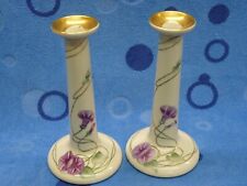 2-D&C France 8 in Candlestick Holders Hand Painted with Gold Brush Morning Glory picture