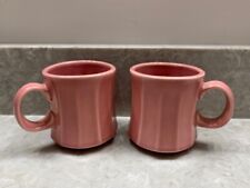 VINTAGE HLC Homer Laughlin, 2,  * ROSE * CERAMIC FLUTED RIBBED COFFEE TEA CUPS M picture