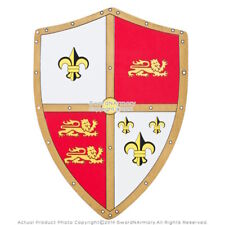 Medieval Royal Crusader Knight Foam Shield w Lion Fleur De Lis Coat Of Arms LARP picture