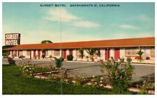 Sunset Motel Sacramento, CA California Hotel Motel Advertising Linen POSTCARD picture